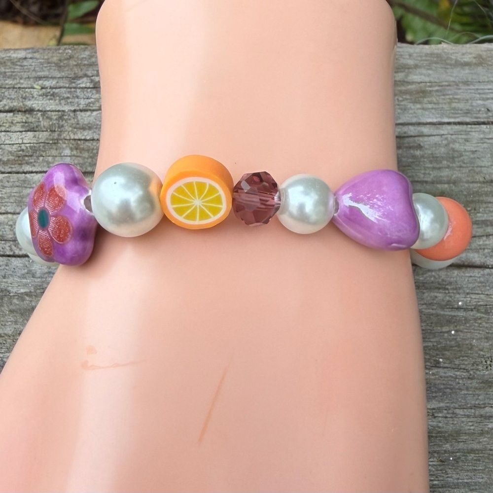 Urban Outfitter Bracelet Beaded Floral & Fruit NWT Boho Whimsical